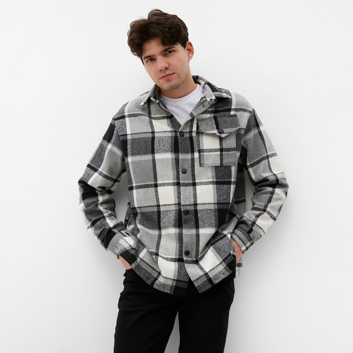 Рубашка мужская в клетку MIST, размер 56, черный/белый Рубашка мужская в клетку MIST, размер 56, черный/белый