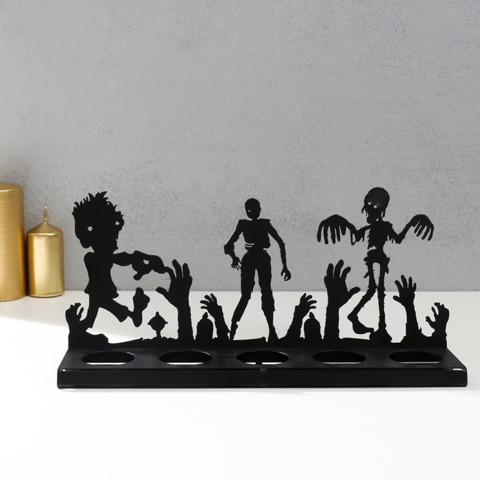 Подсвечник металл на 5 свечей "Хэллоуин. Восставшие" чёрный 17,8х29,5х6 см