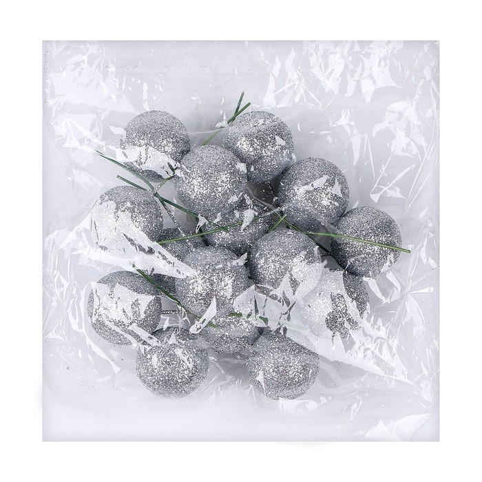 Фигурка для поделок и декора на проволоке &laquo;Шар&raquo;, набор 15 шт., размер 1 шт. &mdash; 3 &times; 9 см, цвет серебро