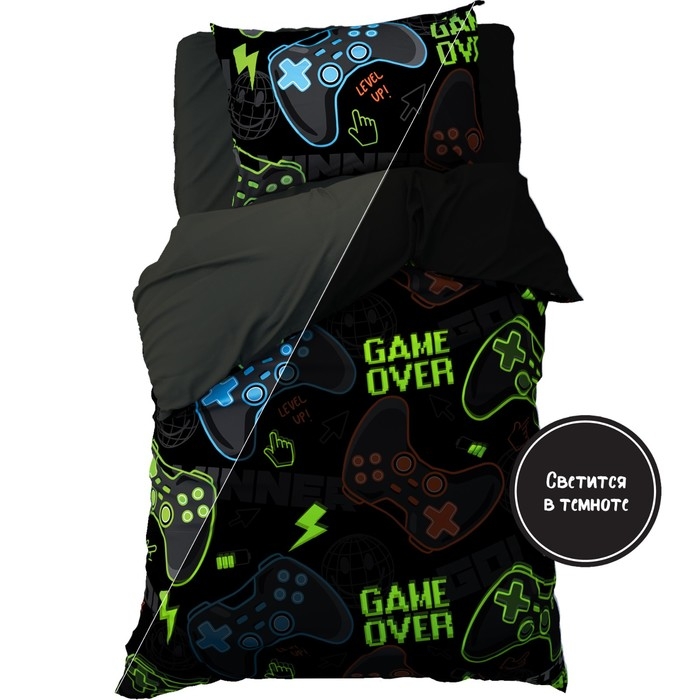 Комплект постельного белья Комплект постельного белья "Этель" 1,5 сп Game over 143х215 см, 150х214 см, 50х70 см -1 шт, 100 % хлопок