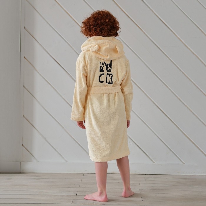 Халат махровый детский Халат махровый детский "Rock" р-р 30 (98-104 см), бежевый