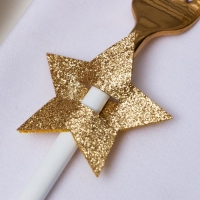 Новый год. Набор для декора столовых предметов &laquo;Звезда&raquo;, 4 шт, цвет золото 6х5,7 см, 100% п/э, фетр