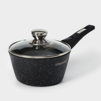 Ковш &laquo;Гранит black&raquo; Induction Pro, 1,7л, стеклянная крышка, съёмная ручка, цвет чёрный