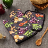 Кухонный набор Доляна «Овощи», прихватка 17х17 см, рукавица 26х16 см Кухонный набор Доляна «Овощи», прихватка 17х17 см, рукавица 26х16 см