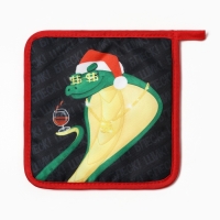 Новый год. Символ года. Змея. Набор кухонный Змея с бокалом: подставка 15*15 см, прихватка 17*17см