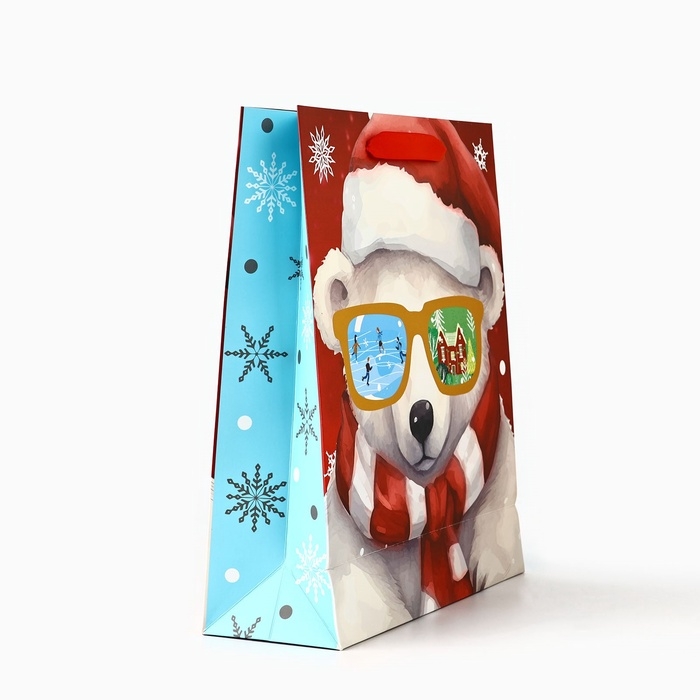 Пакет подарочный новогодний ламинированный &laquo;Медвежонок&raquo;, конгрев, M 30 х 26 х 9 см, Новый год