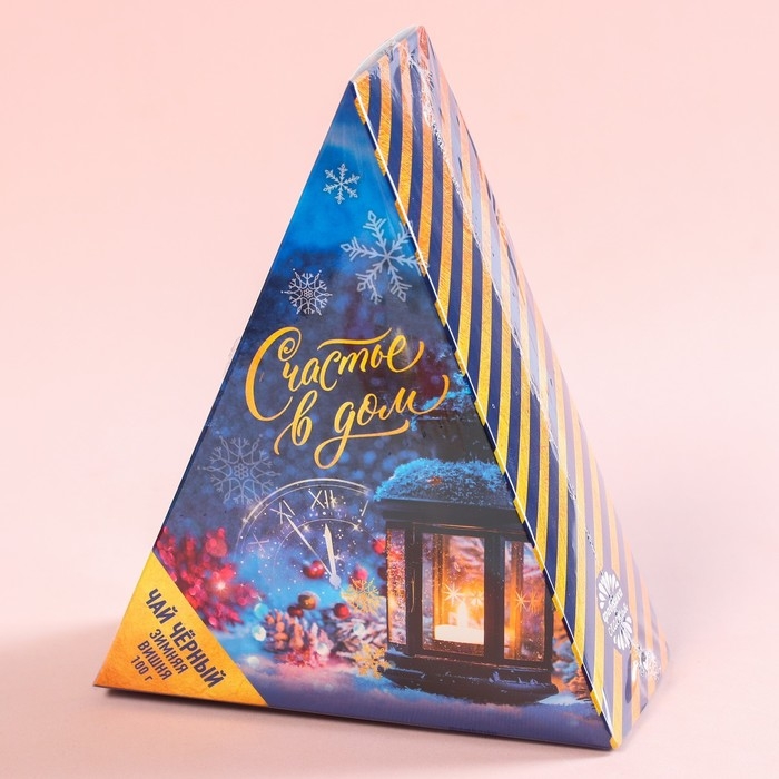 Новый год! Чай чёрный в коробке-елке &laquo;Счастье в дом&raquo;, вкус: зимняя вишня, 100 г.