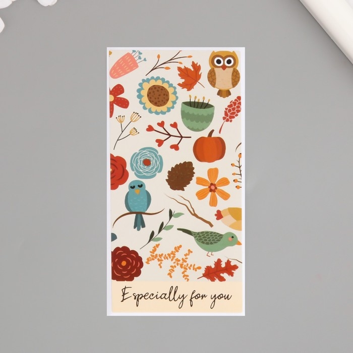 Наклейка бумага благодарность "Птицы" набор 50 шт 10х5 см