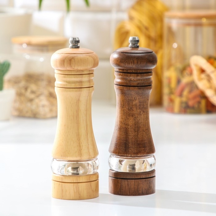 Набор мельниц для специй Доляна &laquo;Вуди&raquo;, 5&times;5&times;16,5 см, керамический механизм