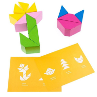 Конструктор деревянный &laquo;Треугольники Цветные&raquo;,16 элементов, 8 карточек с заданиями