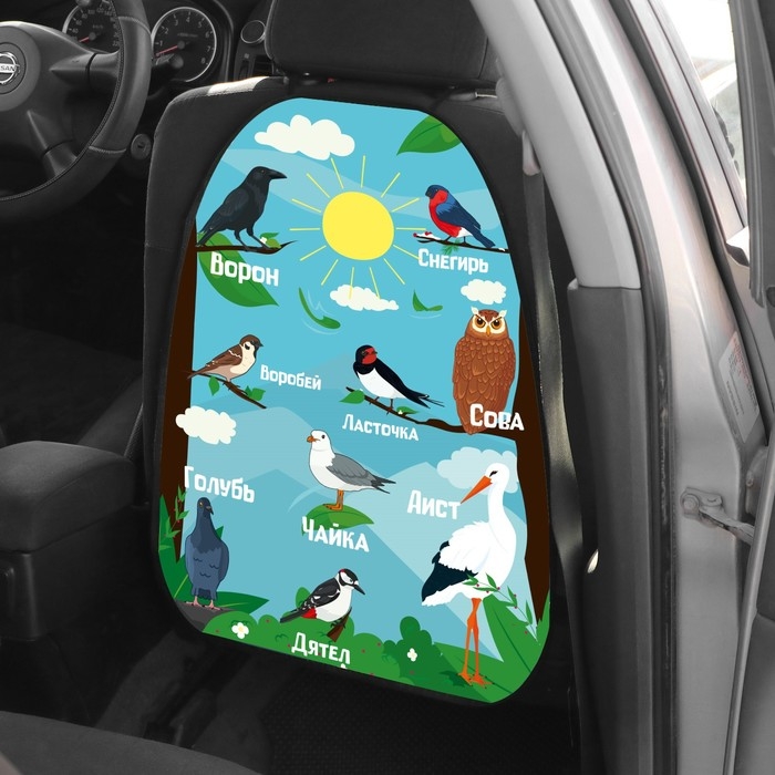 Накидка на сиденье автомобильное Cartage Птицы, ПВХ, 60 х 45 см, европодвес Накидка на сиденье автомобильное Cartage Птицы, ПВХ, 60 х 45 см, европодвес