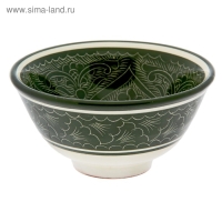 Пиала чайная Риштанская керамика "Узоры" большая, зелёная, 11 см Пиала чайная Риштанская керамика "Узоры" большая, зелёная, 11 см