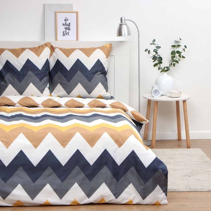 Постельное бельё Экономь и Я 2 сп &laquo;Зигзаги&raquo; (вид 2) 175х215см, 180х215см, 70х70см-2 шт, полисатин, 80 г/м&sup2;