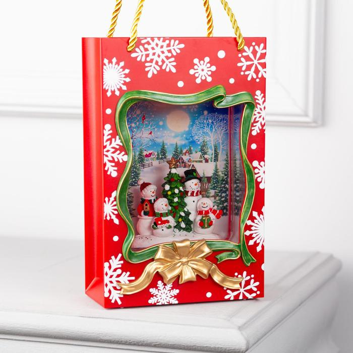 Светодиодная фигура &laquo;Подарочный пакет&raquo; 15 &times; 23 &times; 7 см, пластик, батарейки ААх3 (не в комплекте), USB, свечение тёплое белое