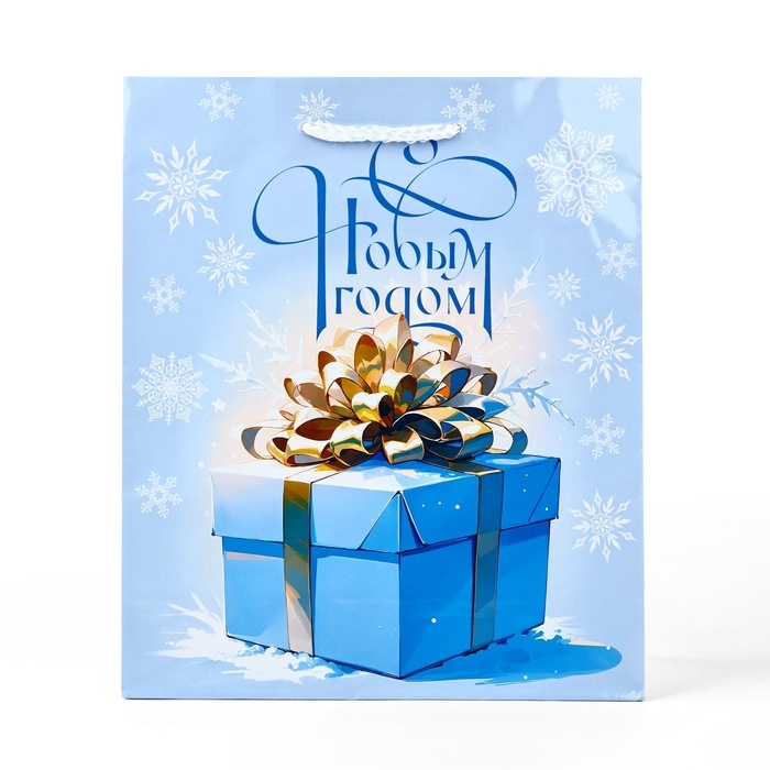 Пакет подарочный новогодний ламинированный &laquo;С новым годом&raquo;, подарок, ML 21 х 25 х 8 см