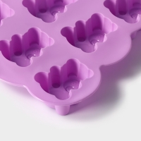 Форма для выпечки Доляна «Мишка», силикон, 27×24 см, 7 ячеек, цвет сиреневый Форма для выпечки Доляна «Мишка», силикон, 27×24 см, 7 ячеек, цвет сиреневый