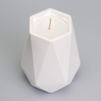 Свеча "Ваза. Мрамор" в подсвечнике из гипса с гранями,7х10см,белый перламутр Свеча "Ваза. Мрамор" в подсвечнике из гипса с гранями,7х10см,белый перламутр