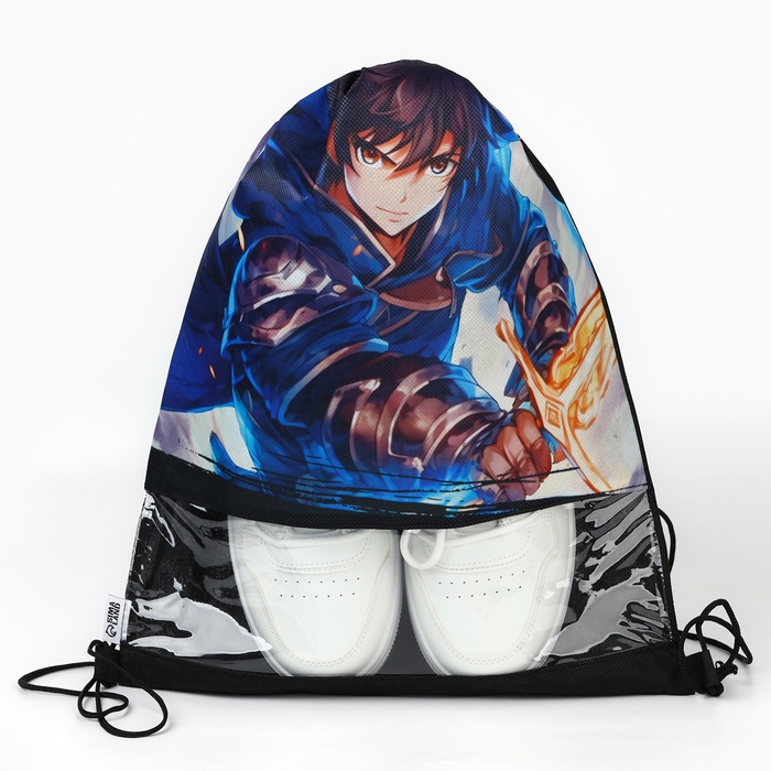 Мешок для обуви &laquo;Аниме воин&raquo; с прозрачным окном 30 х 40 см