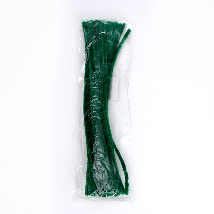 Проволока с ворсом для поделок и декора набор 50 шт., размер 1 шт. 30 &times; 0,6 см, цвет изумрудный