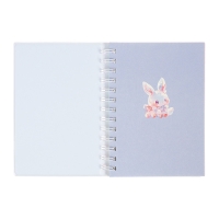 Записная книжка подарочная на гребне 80л,линия, цветной блок,обложка ПВХ 3D Зайка(17,6х13,5см)   105