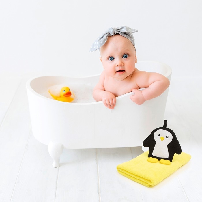 Набор для купания &laquo;Пингвинчик&raquo; полотенце 70*130 см с мочалкой