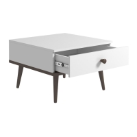 Стол журнальный-6 "Art design. Квадрат", 600 х 600 х 398, Орех темный/Белый глянец