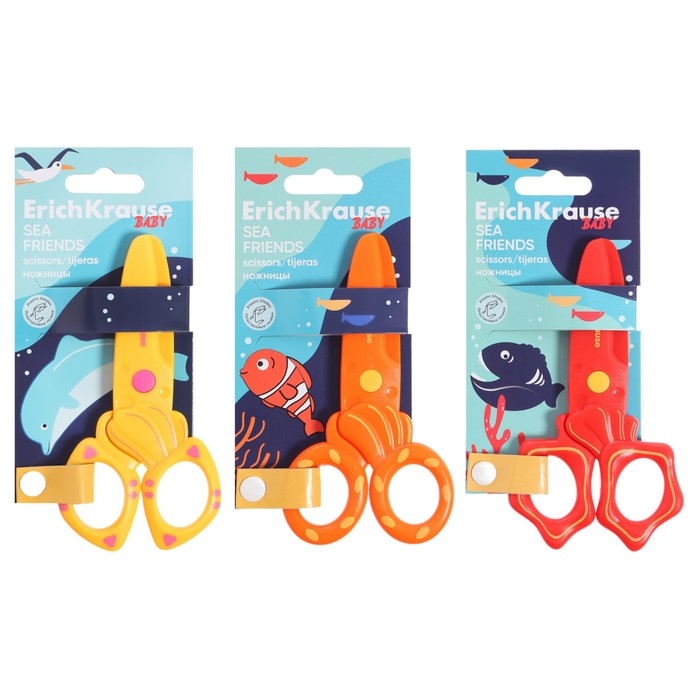 Ножницы детские 12 см, ErichKrause Sea Friends, пластик, МИКС (цена за 1 штуку) Ножницы детские 12 см, ErichKrause Sea Friends, пластик, МИКС (цена за 1 штуку)