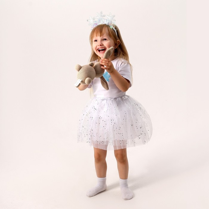 Карнавальный набор &laquo;Снежинка&raquo;: футболка, юбка, ободок, термонаклейка, рост 98&ndash;110 см