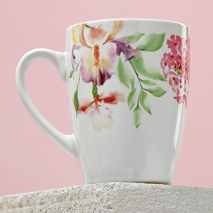 Кружка керамическая &laquo;Акварель&raquo;, 350 мл, цвет белый