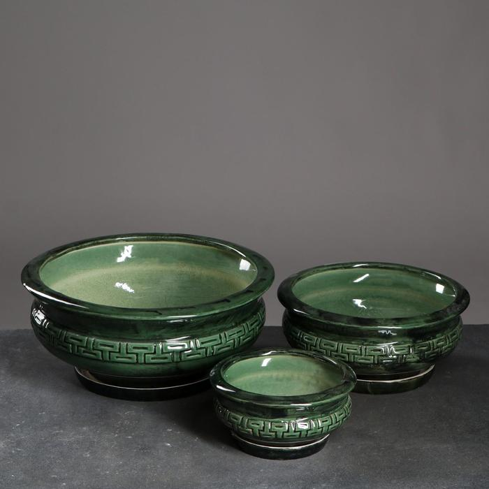 Набор горшков 3шт "Плошка" 9 л/4,5 л/1,5 л зеленый