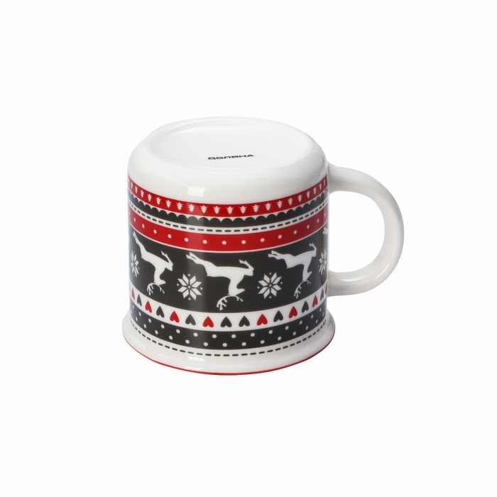 Кружка фарфоровая Доляна &laquo;Новый год. Олени&raquo;, 380 мл