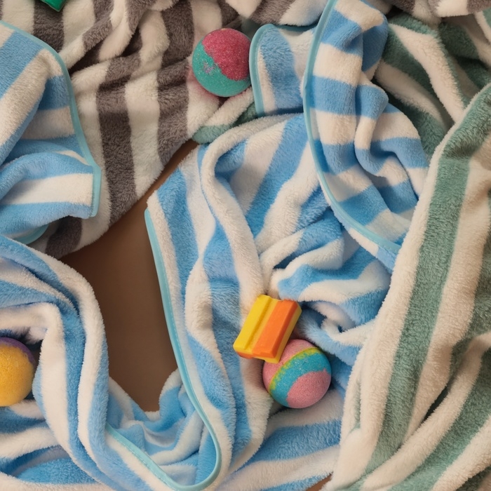 Полотенце банное Этель Полотенце банное Этель "Полосы", цв. голубой, 70х140 см, 100% п/э, 240 г/м2