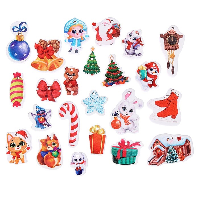 Ёлочные игрушки на новый год &laquo;Новогоднее настроение&raquo;, набор деревянных подвесок