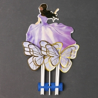 Набор топперов &laquo;Девушка с бабочками&raquo;, набор 7 шт., цвет фиолетовый