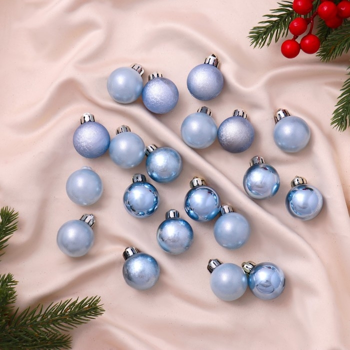 Набор шаров пластик d-3 см, 20 шт Набор шаров пластик d-3 см, 20 шт "Классика ассорти" голубой