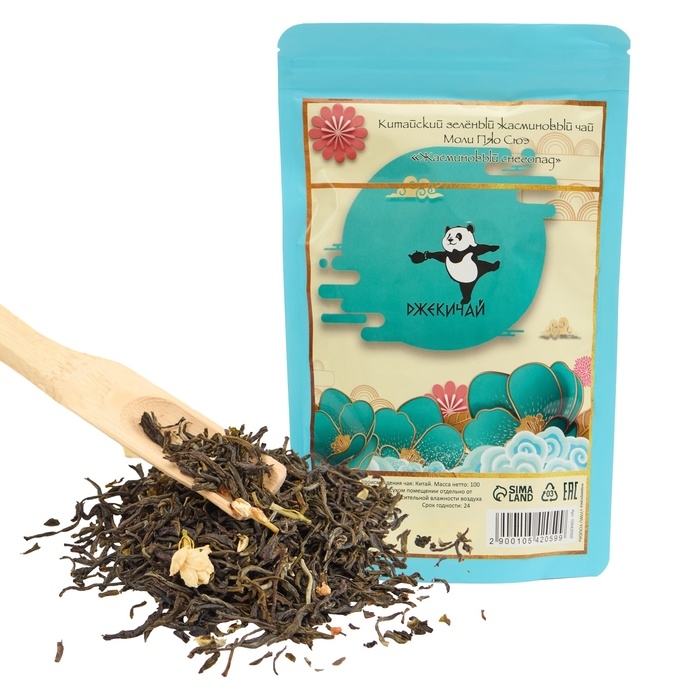 Китайский зеленый жасминовый чай Китайский зеленый жасминовый чай "Жасминовый снегопад, Моли Пяо Сюэ", 100 г, 2023 г