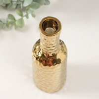 Подсвечник керамика на 1 свечу "Бутыль" d=1,5 см золото 6х6х20 см