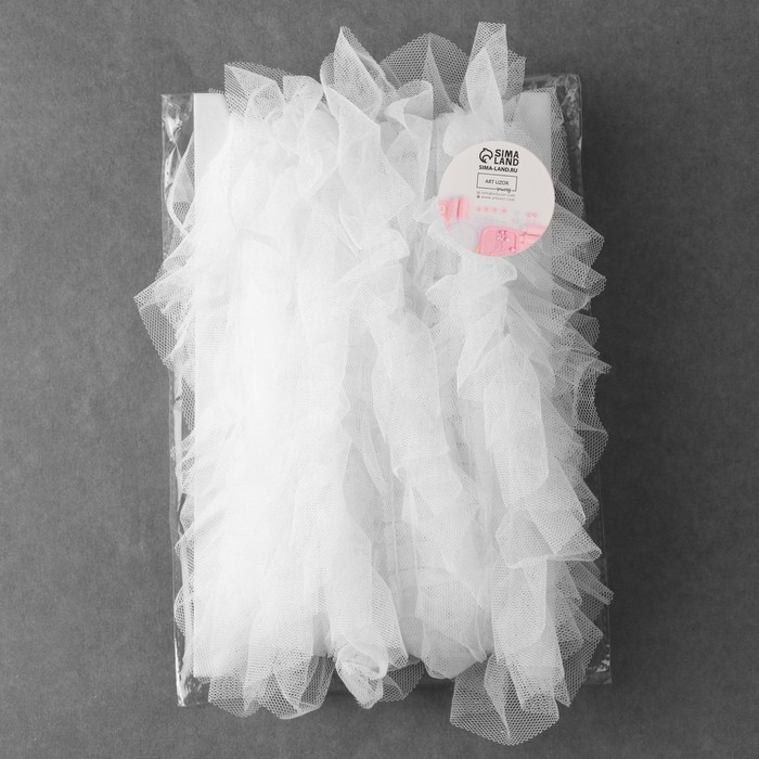 Рюш однослойный, 50 мм, 9 ± 0,5 м, цвет белый Рюш однослойный, 50 мм, 9 ± 0,5 м, цвет белый