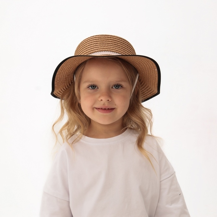 Шляпа для девочки MINAKU Шляпа для девочки MINAKU "Леди", размер 52-54, цвет бежевый