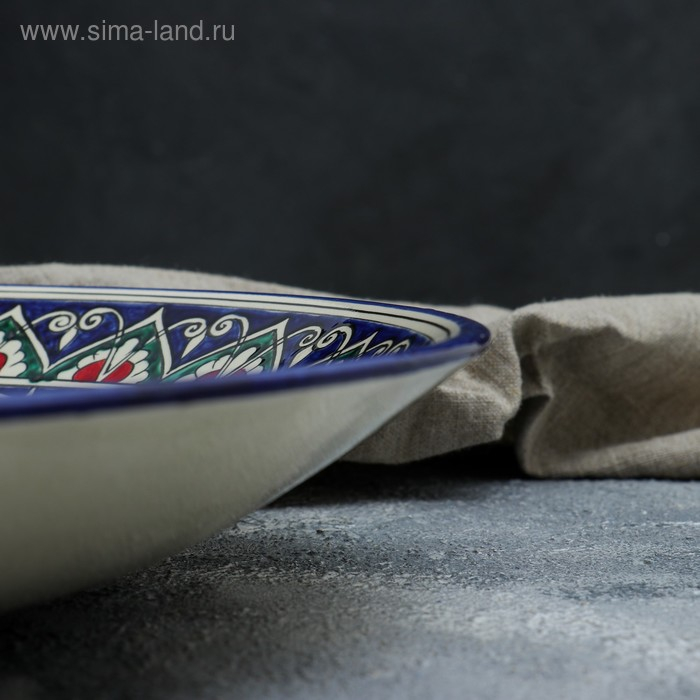 Ляган Риштанская Керамика Ляган Риштанская Керамика "Цветы", 41 см, синий