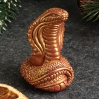 Новый год. Символ 2025. Фигура "Змея Кобра малая" бордовый с позолотой, 6х4х4см