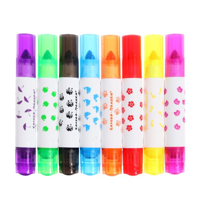 Фломастеры 8 цветов &laquo;Каляка-Маляка&raquo;, со штампами