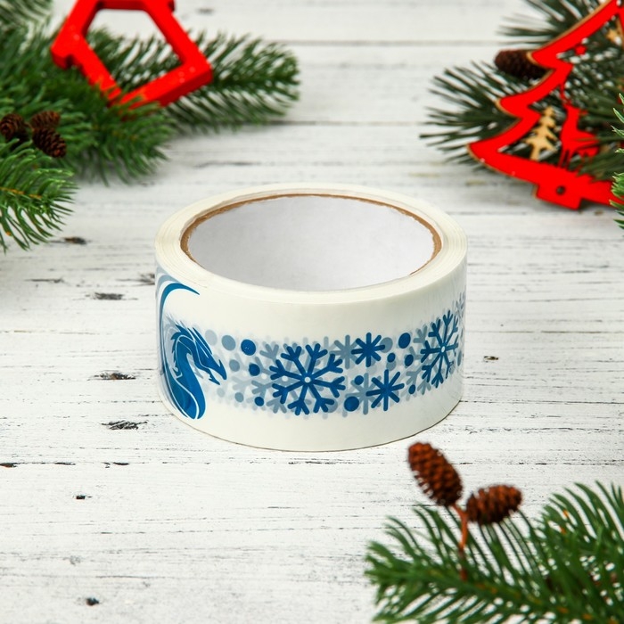 Новый год. Скотч с логотипом Новый год. Скотч с логотипом "ДраконСнежинки" 48*45м 45мкм
