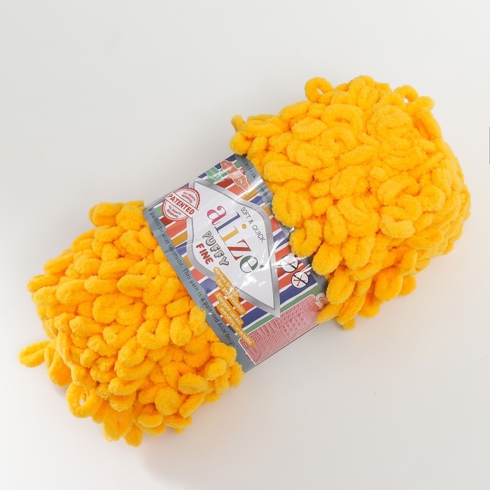Пряжа "Puffy fine" 100% микрополиэстер 14,5м/100г  (82 св. горчица)