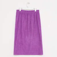 Килт женский для бани и сауны, цвет сиреневый вышивка Снеговик, размер 80х150&plusmn;2 см, махра 300г/м 100% хлопок