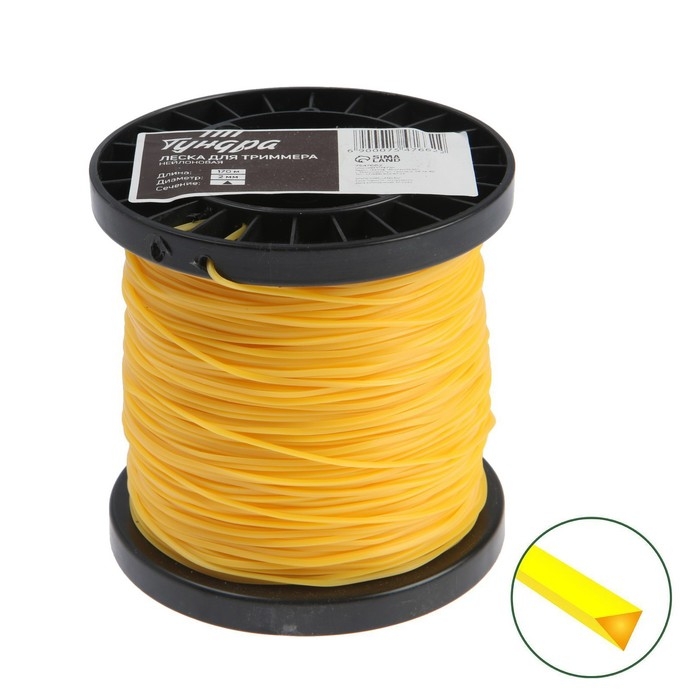 Леска для триммера ТУНДРА, сечение треугольник, d=2 мм, 170 м, нейлон Леска для триммера ТУНДРА, сечение треугольник, d=2 мм, 170 м, нейлон