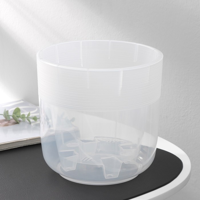 Кашпо для цветов со вставкой «Линель», 4,5 л, d=19 см, h=19 см, прозрачный Кашпо для цветов со вставкой «Линель», 4,5 л, d=19 см, h=19 см, прозрачный