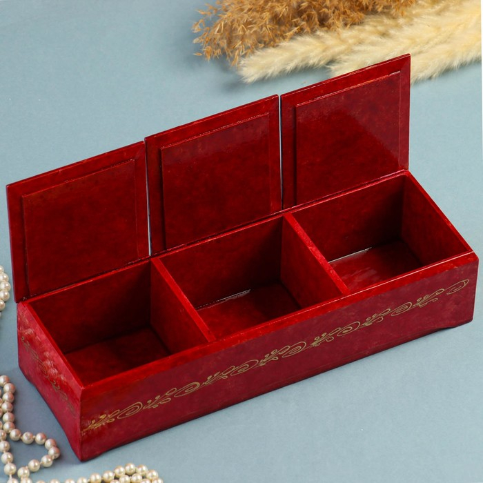 Шкатулка тройная &laquo;Сакура&raquo;, розовая,  лаковая миниатюра