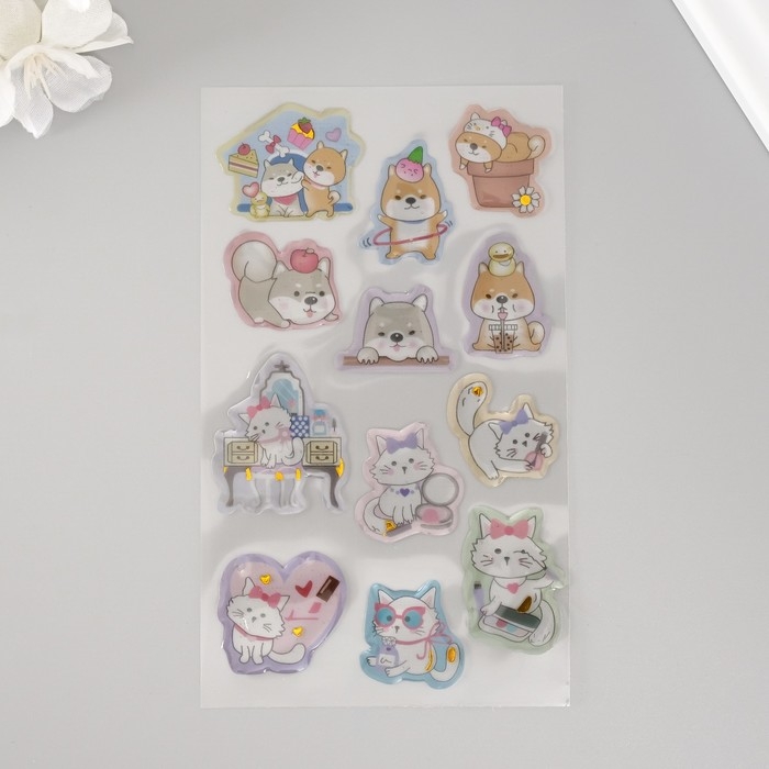 Наклейка пластик "Домашние милашки" 20х9 см