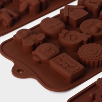 Набор форм для конфет и шоколада Доляна «Игрушки» 3 шт, силикон, цвет коричневый Набор форм для конфет и шоколада Доляна «Игрушки» 3 шт, силикон, цвет коричневый